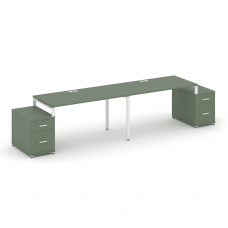 Concept Рабочая станция 2 места с 2 опорными тумбами CN.ORS-322 W Кобо/Металл Белый 2360/3092*720*75