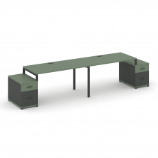 Concept Рабочая станция 2 места с 2 опорными тумбами CN.ORS-322 A Кобо/Антрацит/Металл Антрацит 2360