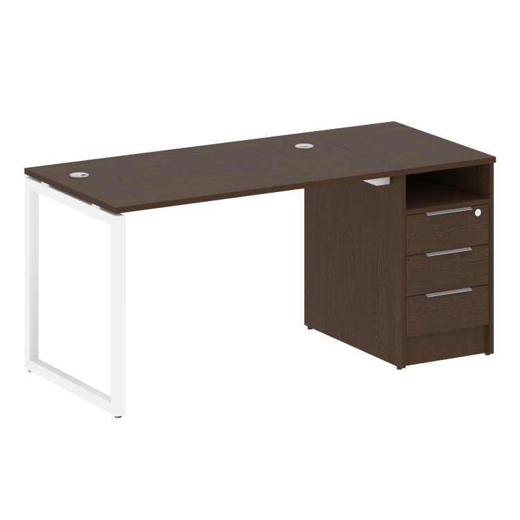 Metal System Quattro Рабочая станция с тумбой на О-образном м/к 40БО.РС-СТП-1.2 Венге Цаво/Металл Бе