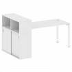 Metal System Quattro Стол письменный с шкафом-купе на П-образном м/к 50БП.РС-СШК-3.4 Т Белый/Металл