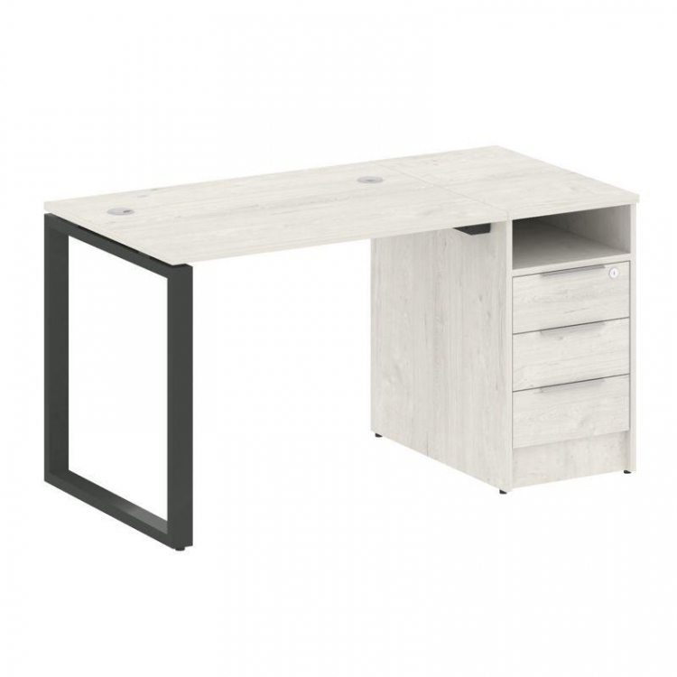 Metal System Рабочая станция с тумбой на О-образном м/к БО.РС-СТП-1.1 Дуб Наварра/Металл Антрацит 14