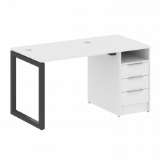 Metal System Quattro Рабочая станция с тумбой на О-образном м/к 50БО.РС-СТП-1.1 Белый/Металл Антраци
