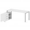 Metal System Рабочая станция с тумбой на П-образном м/к БП.РС-СТС-2.5 (L) Белый/Металл Серый 1900*15