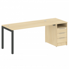 Metal System Quattro Рабочая станция с тумбой на П-образном м/к 50БП.РС-СТП-1.4 Акация Лорка/Металл