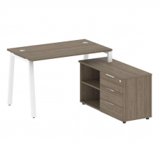 Metal System Рабочая станция с тумбой на А-образном м/к БА.РС-СТС-2.2 (R) Вяз Благородный/Металл Бел