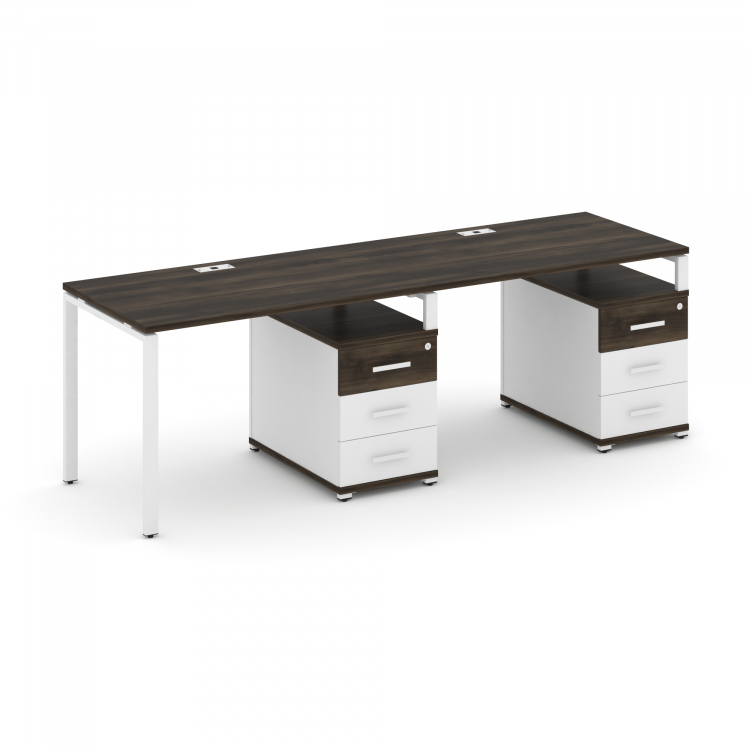 Concept Рабочая станция 2 места с 2 опорными тумбами CN.ORS-310 W Дуб Мали/Белый Бриллиант/Металл Бе