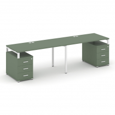 Concept Рабочая станция 2 места с 2 опорными тумбами CN.ORS-320 W Кобо/Металл Белый 3160/3892*720*75