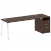 Metal System Рабочая станция с тумбой на А-образном м/к БА.РС-СТП-1.5 Венге Цаво/Металл Белый 2212*7
