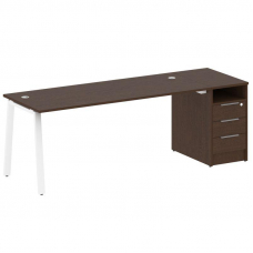 Metal System Рабочая станция с тумбой на А-образном м/к БА.РС-СТП-1.5 Венге Цаво/Металл Белый 2212*7