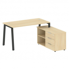 Metal System Рабочая станция с тумбой на А-образном м/к БА.РС-СТС-2.3 (R) Акация Лорка/Металл Антрац