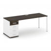 Concept Стол рабочий с 1 опорной тумбой CN.SP-404 W Дуб Мали/Белый Бриллиант/Металл Белый 2000*720*7