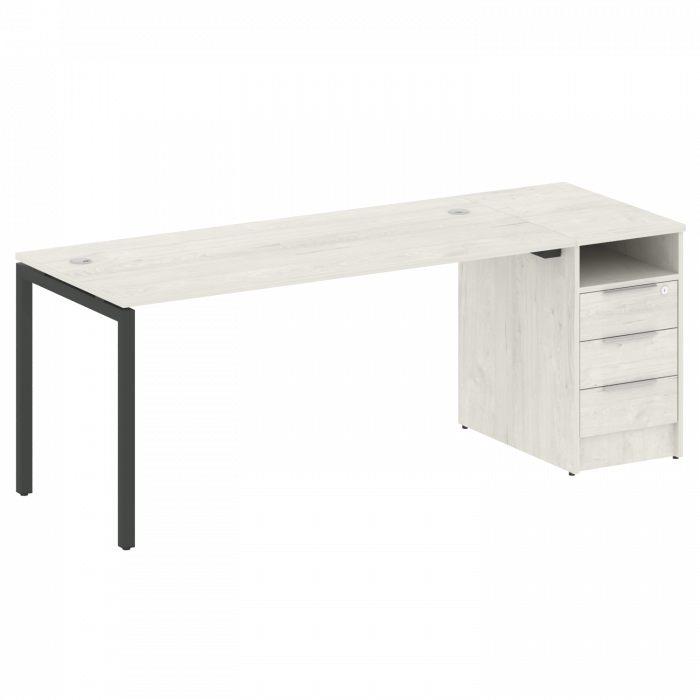 Метал Систем Куатро Рабочая станция с тумбой на П-образном м/к 40БП.РС-СТП-1.4 Дуб Наварра/Металл Ан