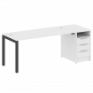 Metal System Quattro Рабочая станция с тумбой на П-образном м/к 50БП.РС-СТП-1.4 Белый/Металл Антраци