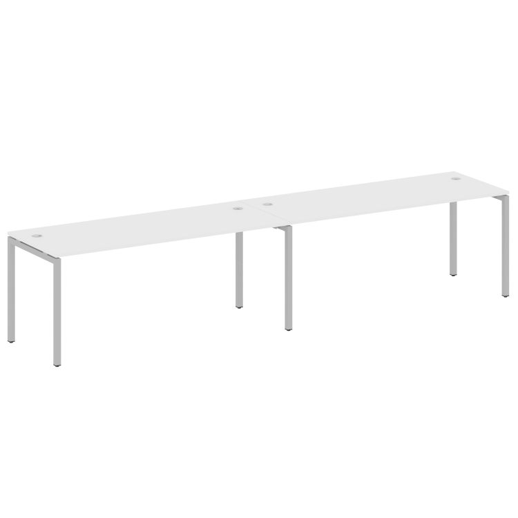 Metal System Quattro Рабочая станция на 2 места на П-образном м/к 40БП.СМ-2.5 Белый/Металл Серый 360
