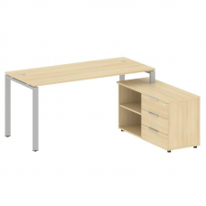 Metal System Рабочая станция с тумбой на П-образном м/к БП.РС-СТС-2.4 (R) Акация Лорка/Металл Серый