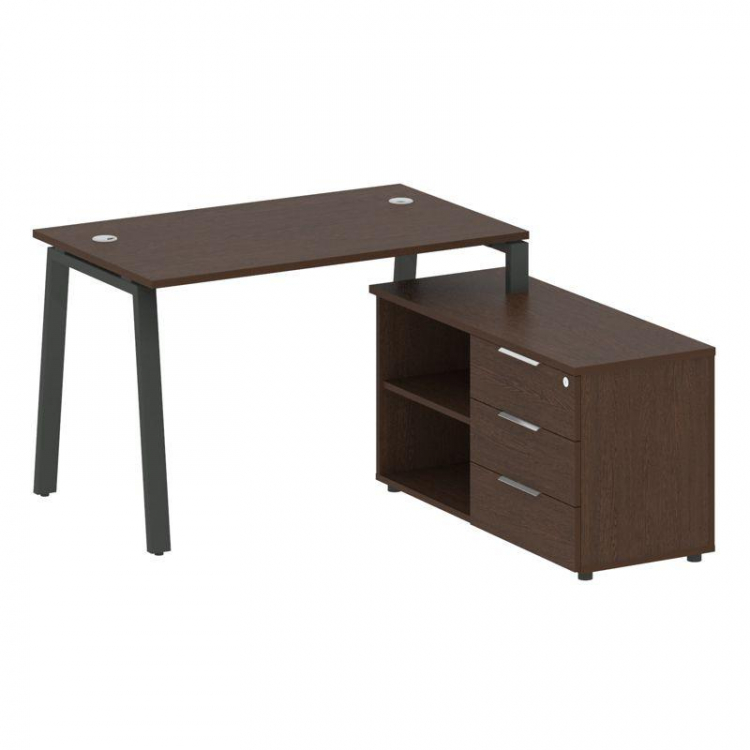 Metal System Рабочая станция с тумбой на А-образном м/к БА.РС-СТС-2.2 (R) Венге Цаво/Металл Антрацит