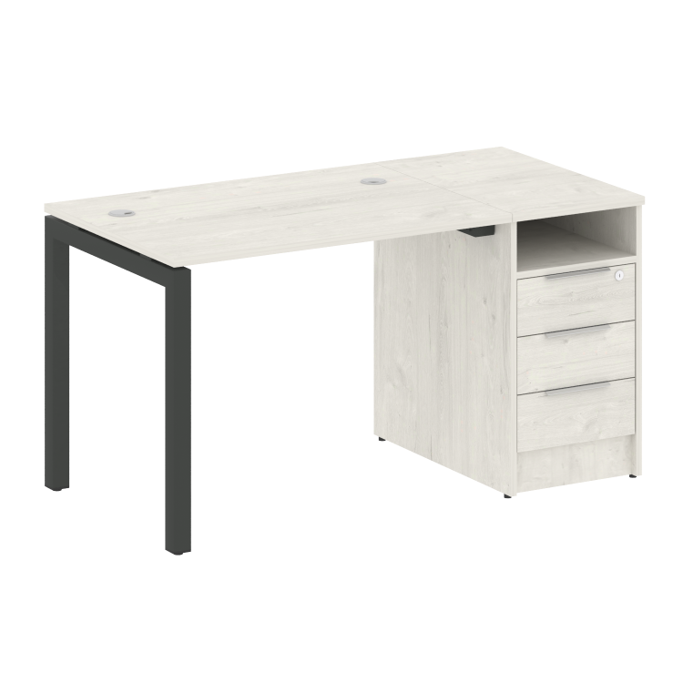 Metal System Quattro Рабочая станция с тумбой на П-образном м/к 50БП.РС-СТП-1.1 Дуб Наварра/Металл А