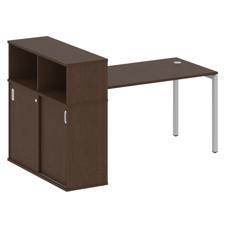 Metal System Quattro Стол письменный с шкафом-купе на П-образном м/к 40БП.РС-СШК-3.3 Т Венге Цаво/Ме