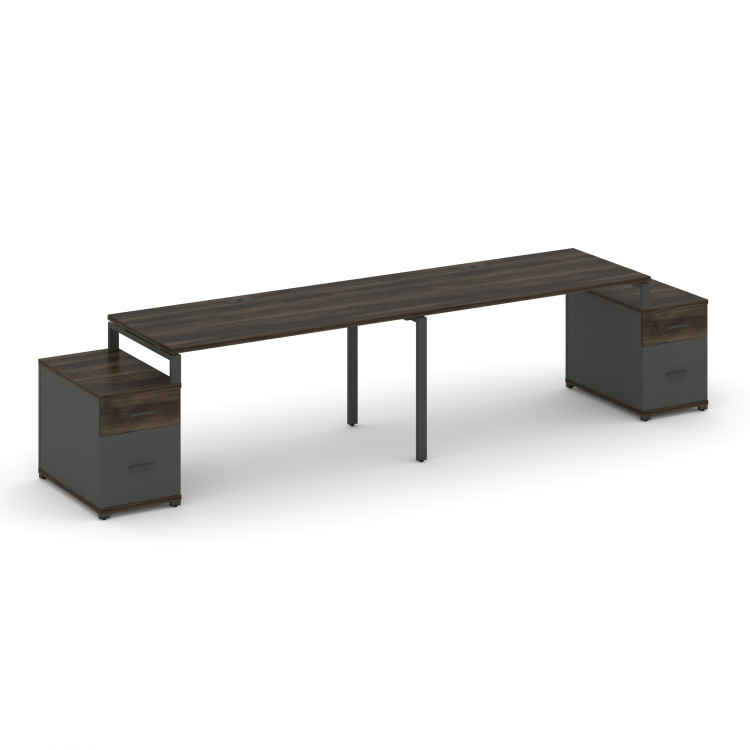 Concept Рабочая станция 2 места с 2 опорными тумбами CN.ORS-322 A Дуб Мали/Антрацит/Металл Антрацит