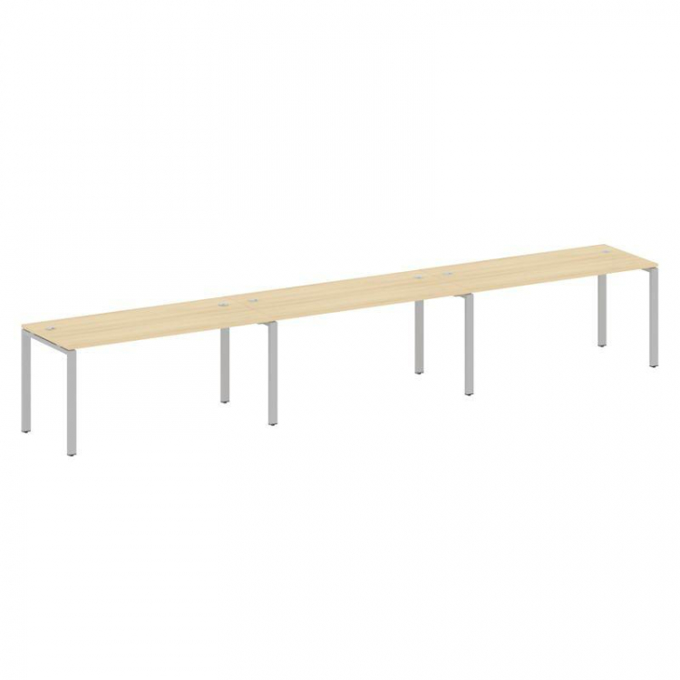 Metal System Рабочая станция на 3 места на П-образном м/к БП.СМ-3.4 Акация Лорка/Металл Серый 4800*7