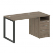 Metal System Рабочая станция с тумбой на О-образном м/к БО.РС-СТП-1.1 Вяз Благородный/Металл Антраци