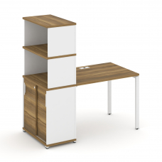 Concept Стол рабочий с опорным шкафом-купе с надставкой выс. CN.SP-241 W Сандал Янтарный/Белый Брилл
