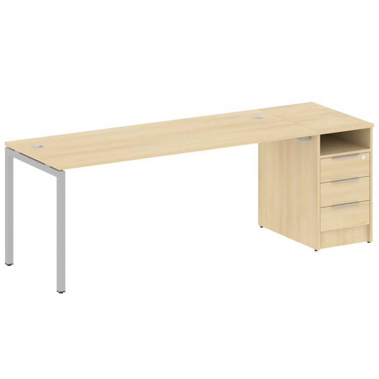 Metal System Quattro Рабочая станция с тумбой на П-образном м/к 40БП.РС-СТП-1.5 Акация Лорка/Металл