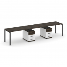 Concept Рабочая станция 3 места с 2 опорными тумбами CN.ORS-334 B Дуб Мали/Белый Бриллиант/Металл Че