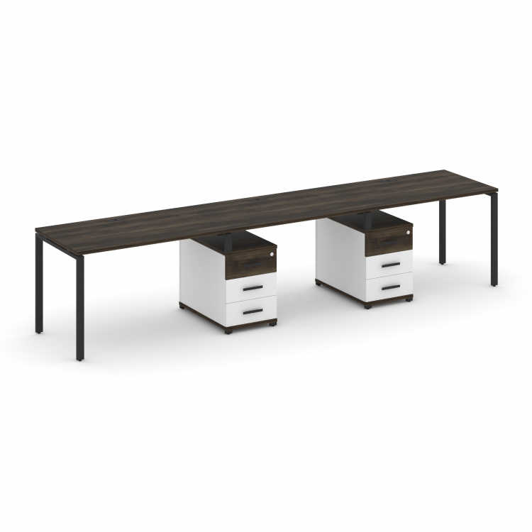 Concept Рабочая станция 3 места с 2 опорными тумбами CN.ORS-334 B Дуб Мали/Белый Бриллиант/Металл Че