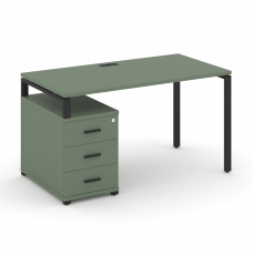 Concept Стол письменный с 1 опорной тумбой CN.SP-301 B Кобо/Металл Черный 980/1346*720*750