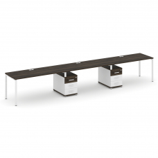 Concept Рабочая станция 3 места с 2 опорными тумбами CN.ORS-336 W Дуб Мали/Белый Бриллиант/Металл Бе