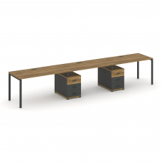 Concept Рабочая станция 3 места с 2 опорными тумбами CN.ORS-334 A Сандал Янтарный/Антрацит/Металл Ан