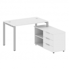 Metal System Рабочая станция с тумбой на П-образном м/к БП.РС-СТС-2.2 (R) Белый/Металл Серый 1300*15