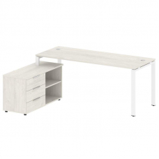 Metal System Рабочая станция с тумбой на П-образном м/к БП.РС-СТС-2.5 (L) Дуб Наварра/Металл Белый 1