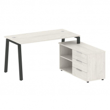 Metal System Рабочая станция с тумбой на А-образном м/к БА.РС-СТС-2.3 (R) Дуб Наварра/Металл Антраци