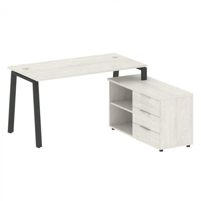 Metal System Рабочая станция с тумбой на А-образном м/к БА.РС-СТС-2.3 (R) Дуб Наварра/Металл Антраци