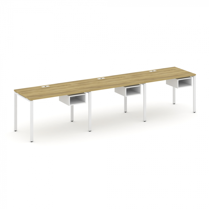 Concept Рабочая станция односторонняя с подвес. тумбами 3 места CN.ORS-122 Дуб Винченцо/Белый Брилли