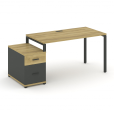 Concept Стол письменный с 1 опорной тумбой CN.SP-306 A Дуб Винченцо/Антрацит/Металл Антрацит 1180/15