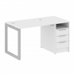 Metal System Quattro Рабочая станция с тумбой на О-образном м/к 50БО.РС-СТП-1.1 Белый/Металл Серый 1