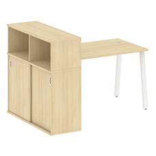 Metal System Стол письменный с шкафом-купе на А-образном м/к БА.РС-СШК-3.2 Т Акация Лорка/Металл Бел