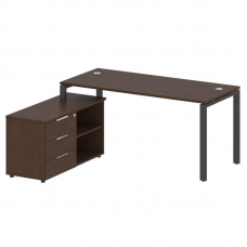 Metal System Рабочая станция с тумбой на П-образном м/к БП.РС-СТС-2.4 (L) Венге Цаво/Металл Антрацит