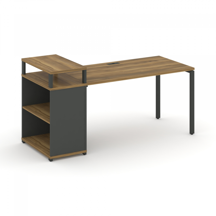 Concept Стол рабочий с опорным стеллажом с верх. горизонтом CN.SP-207 Сандал Янтарный/Антрацит/Мета