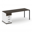 Concept Стол рабочий с 1 опорной тумбой CN.SP-404 B Дуб Мали/Белый Бриллиант/Металл Черный 2000*720*
