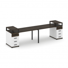 Concept Рабочая станция 2 места с 2 опорными тумбами CN.ORS-426 B Дуб Мали/Белый Бриллиант/Металл Че