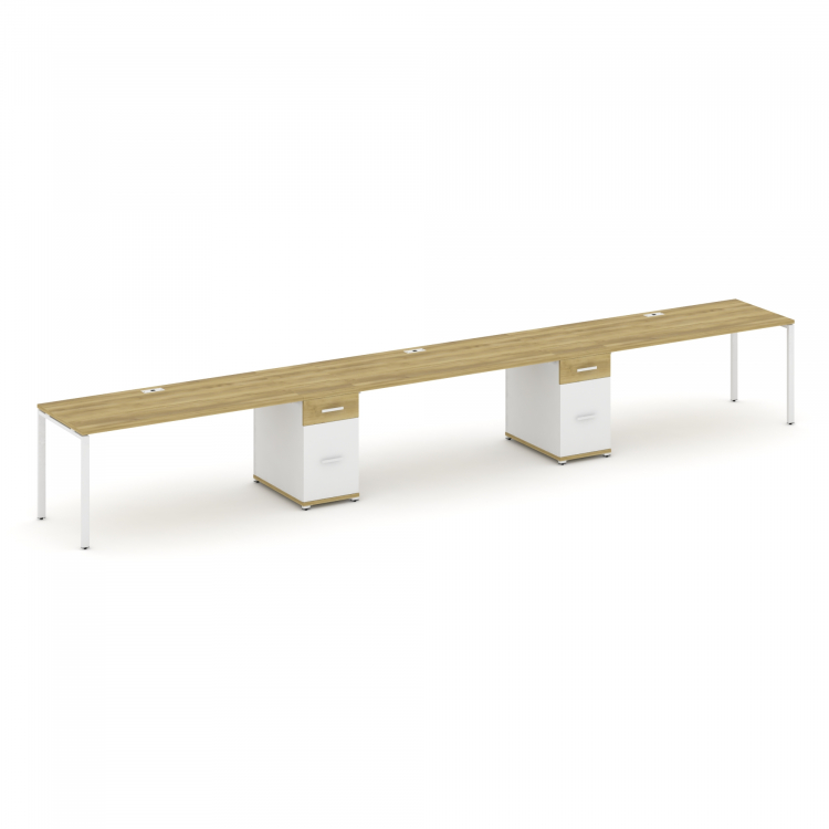 Concept Рабочая станция 3 места с 2 опорными тумбами CN.ORS-440 W Дуб Винченцо/Белый Бриллиант/Метал