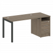 Metal System Quattro Рабочая станция с тумбой на П-образном м/к 50БП.РС-СТП-1.2 Вяз Благородный/Мета