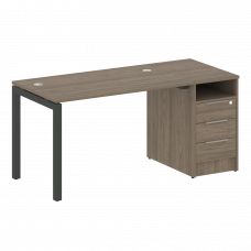 Metal System Quattro Рабочая станция с тумбой на П-образном м/к 50БП.РС-СТП-1.2 Вяз Благородный/Мета