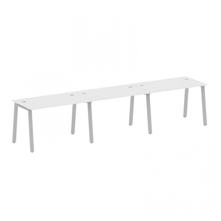 Metal System Рабочая станция на 3 места на А-образном м/к БА.СМ-3.2 Белый/Металл Серый 3600*720*750