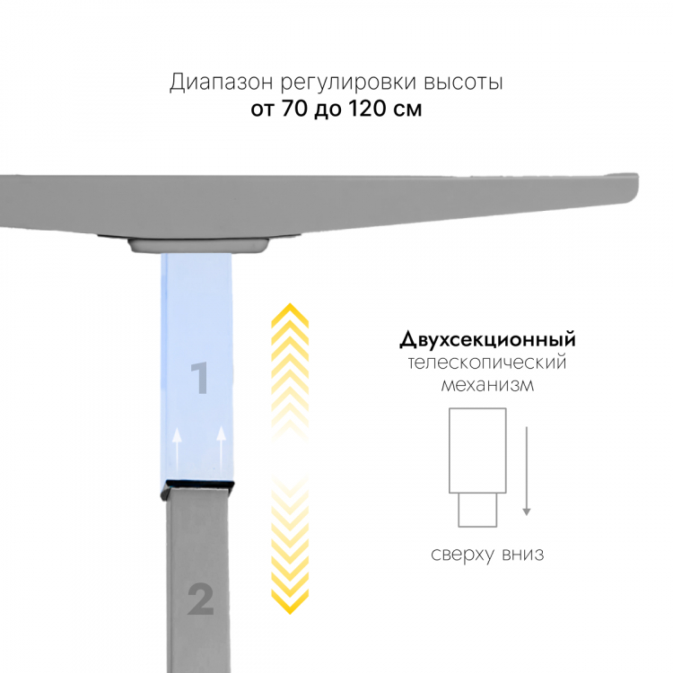 Стол с регулировкой высоты электрический LuxAlto LA-T33-2AR2 серый/дуб бежево-серый ЛДСП 135*70*2.5