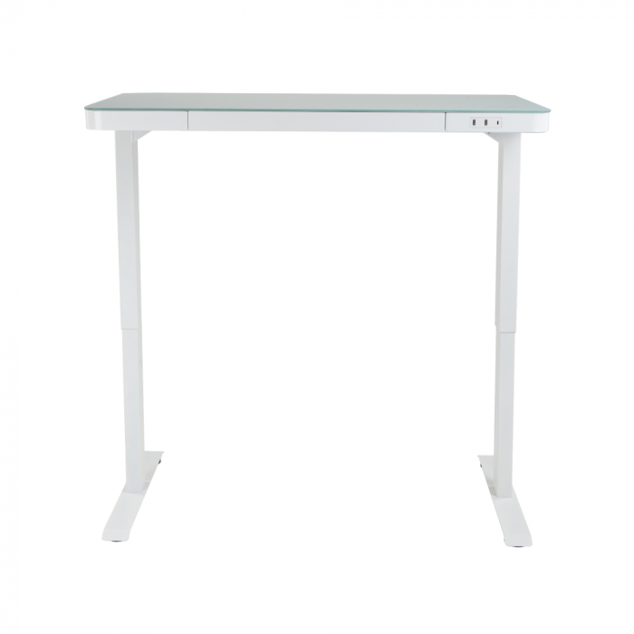 Стеклянный стол с электроприводом LA-T33-E4A (белый), высота 70-120 см, размер столешницы 120*60 см